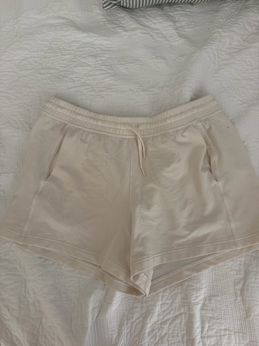 Athleta Neutral Cream Drawstring Shorts